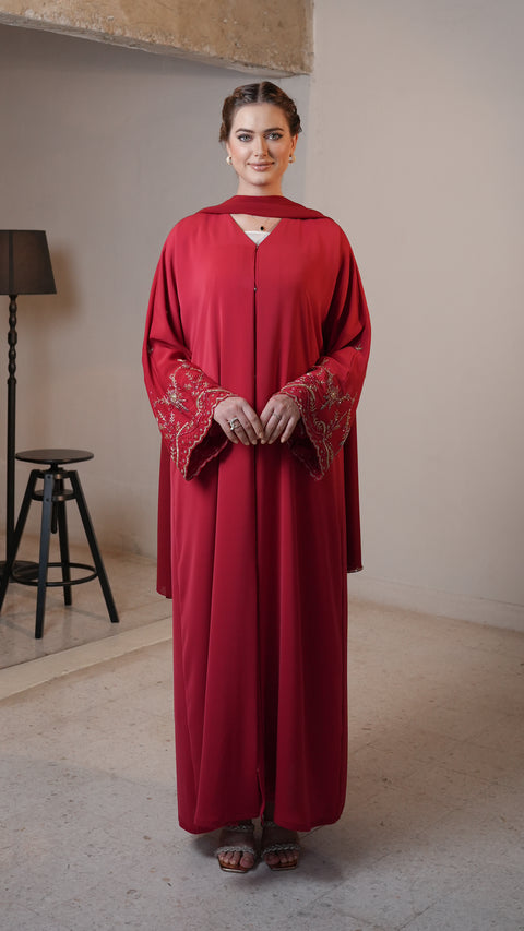 Korean Nidha Adliya Scarlet Red Abaya