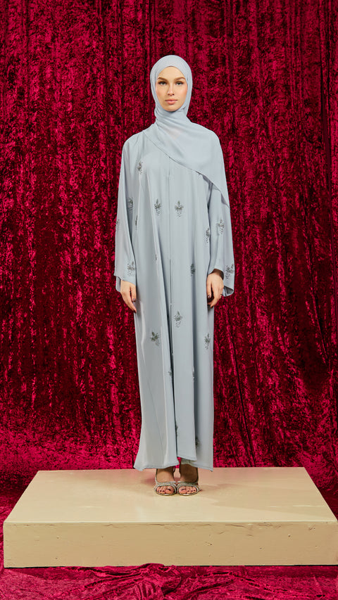 Korean Nidha Azna Light Greyish Blue Abaya