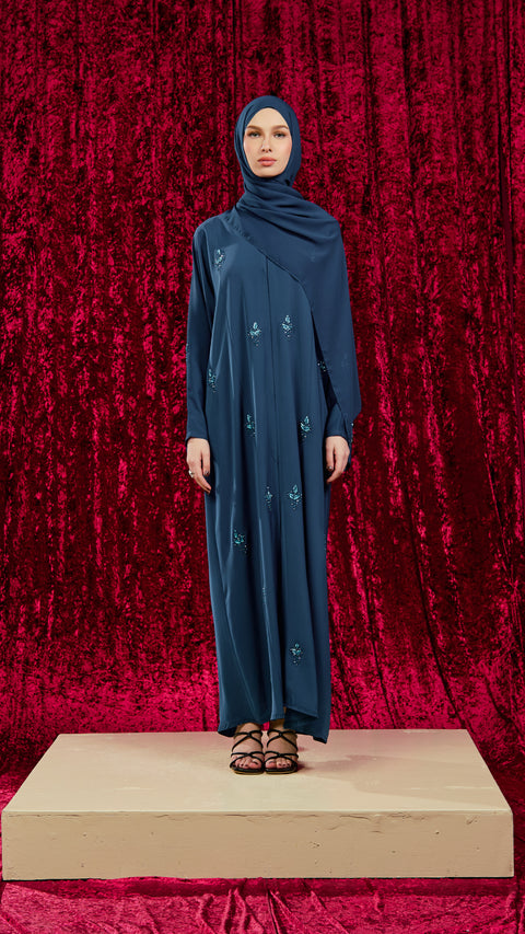 Korean Nidha Azna Teal Blue Abaya
