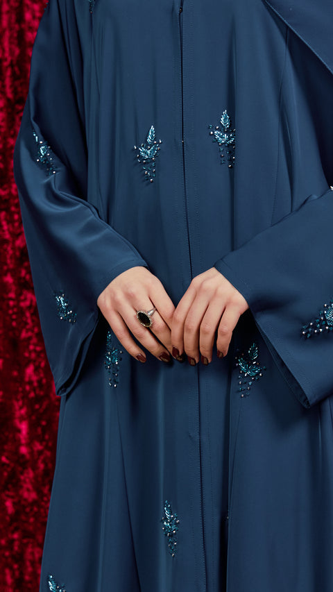 Korean Nidha Azna Teal Blue Abaya