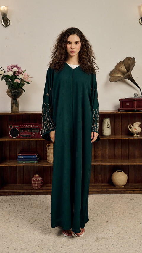 Korean Zoom Ahwar Emerald Green Abaya