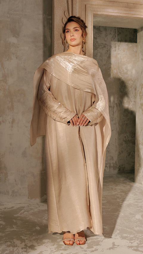 Organza Alrayah Pale Champagne Abaya