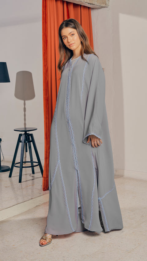 Korean Nidha Amanjena Fog Grey Abaya