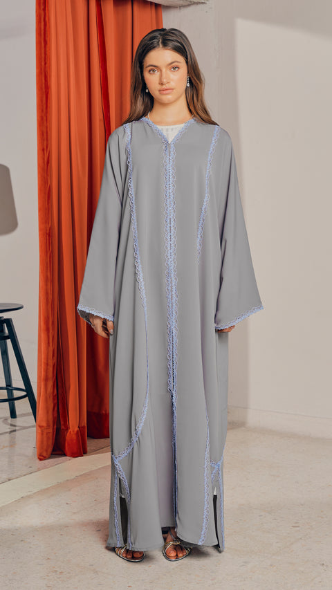 Korean Nidha Amanjena Fog Grey Abaya