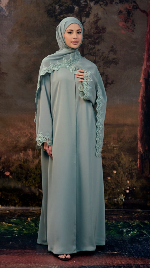 Korean Nidha Amasya Celadon Green Abaya