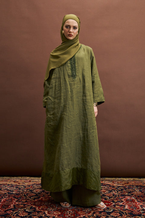 Anini Linen Tunic in Sap Green