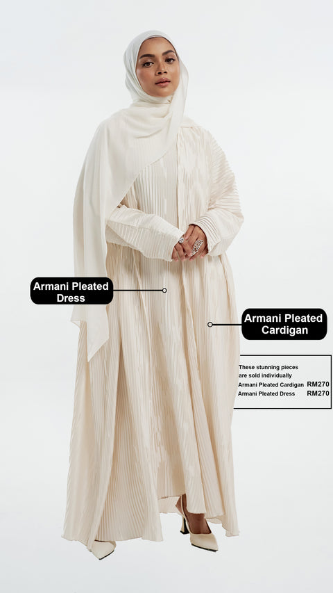 Creased HM Silky Armani Pleated Off White Cardigan