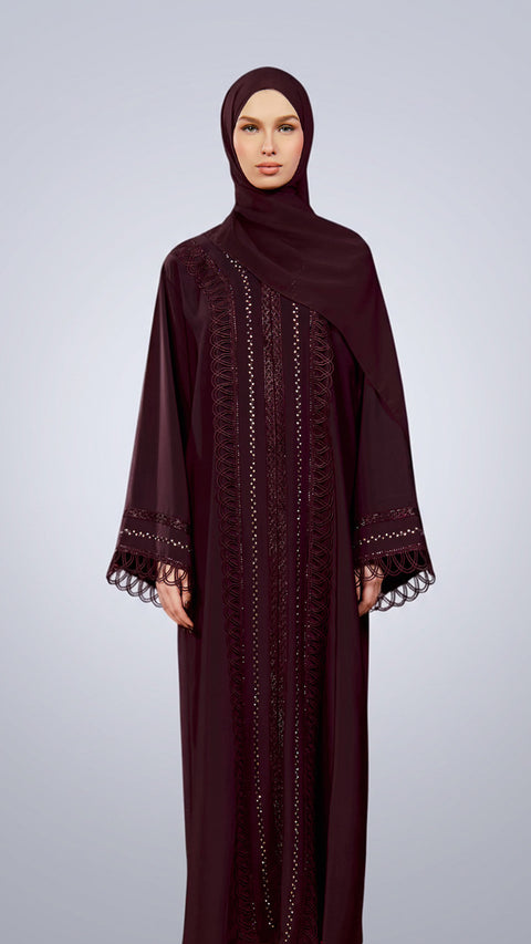 Korean Nidha Badin Burgundy Abaya