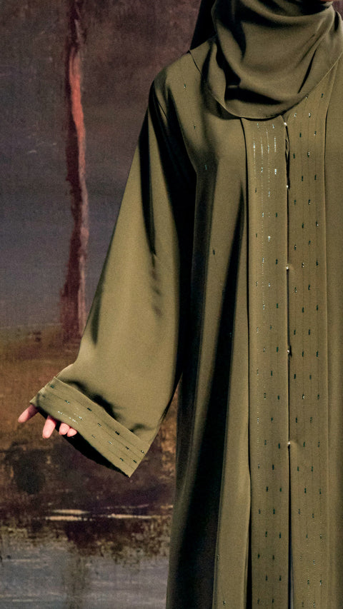 Korean Nidha Balkash Olive Abaya