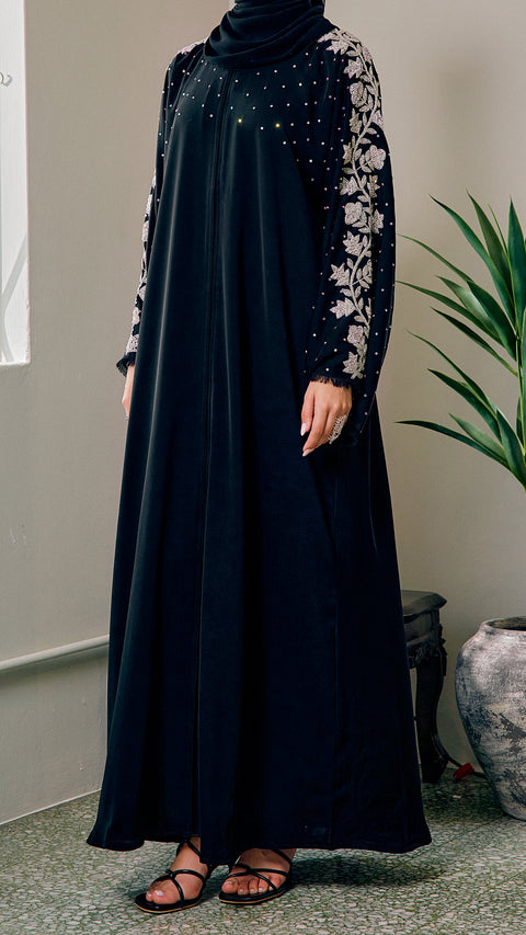 Korean Nidha Bursa Obsidian Silver Abaya