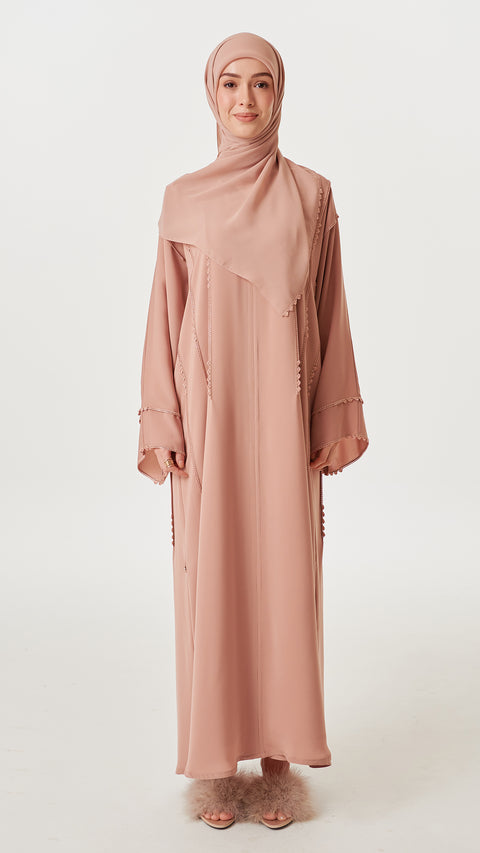 Korean Nidha Crochet Milk Tea Abaya