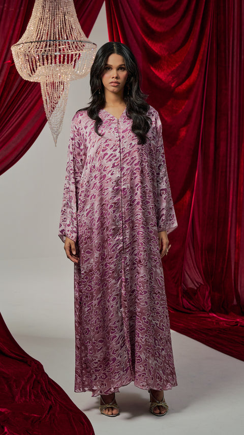 Velvet Chiffon Camardi Dusty Purple Abaya