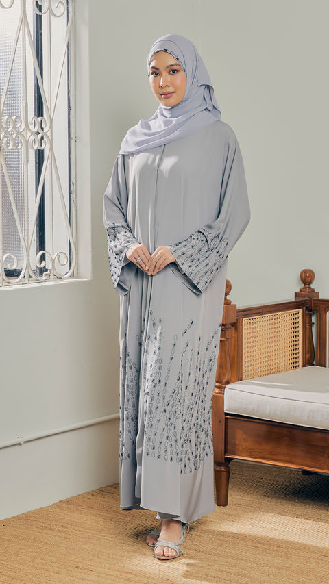Korean Nidha Cirali Granite Grey Abaya