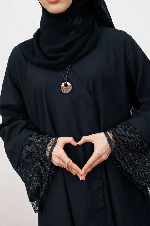 Danira Cotton Linen Abaya in Black
