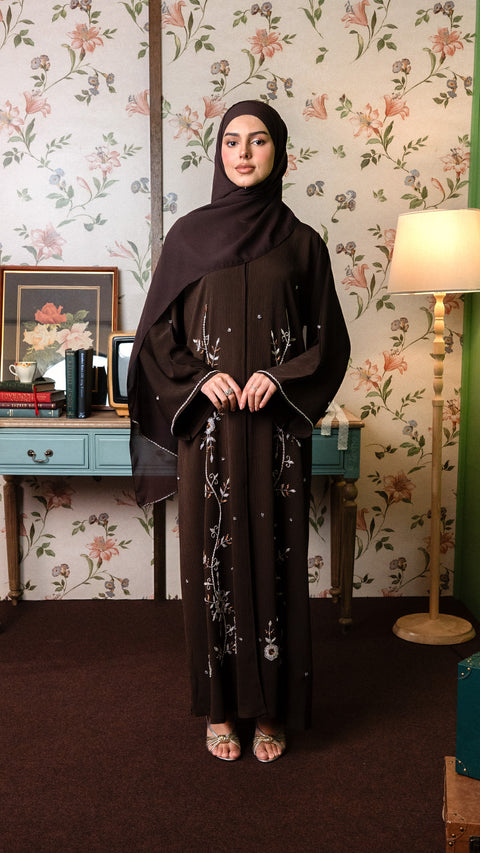 Korean Zoom Diraz Rich Brown Abaya