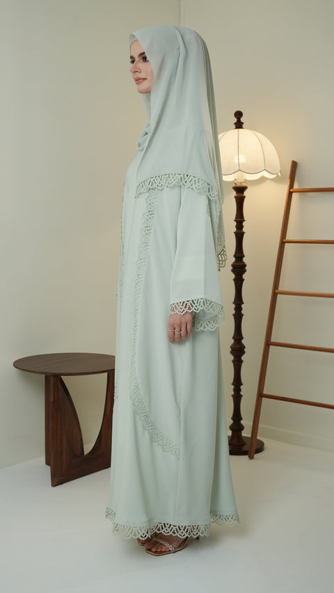 Korean Nidha Dalyan Mint Green Abaya