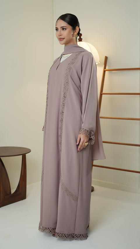 Korean Nidha Dalyan Wood Rose Abaya