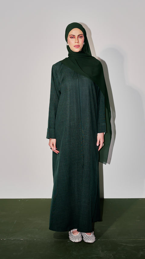 Cotton Linen Dayana Emerald Green Abaya