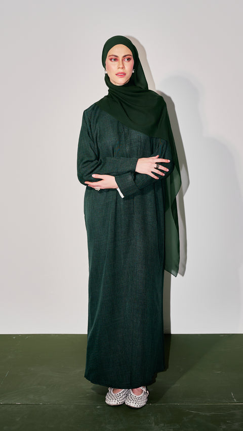 Cotton Linen Dayana Emerald Green Abaya
