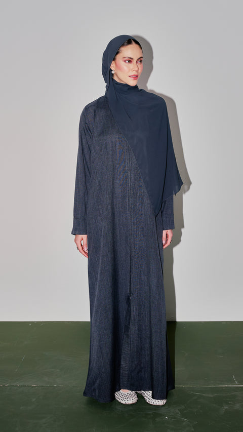 Cotton Linen Dayana Grey Abaya