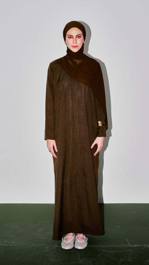 Cotton Linen Dayana Olive Abaya