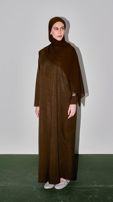 Cotton Linen Dayana Olive Abaya