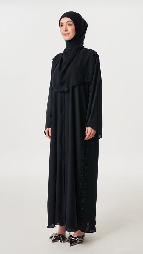 Korean Nidha Diba Jet Black Abaya