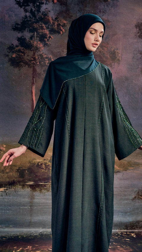 Cotton Linen Erzurum Emerald Green Abaya