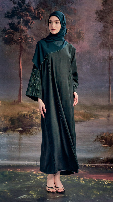 Cotton Linen Erzurum Emerald Green Abaya