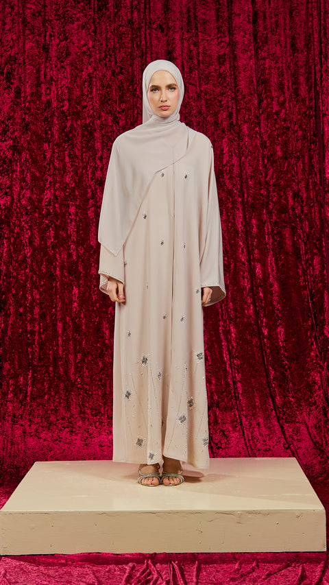 Korean Zoom Ghazni Almond Milk Abaya