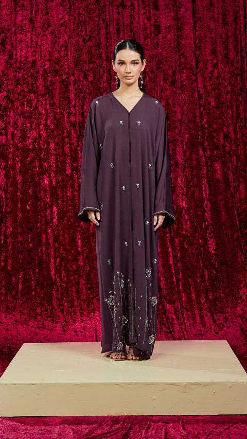 Korean Zoom Ghazni Deep Burgundy Abaya
