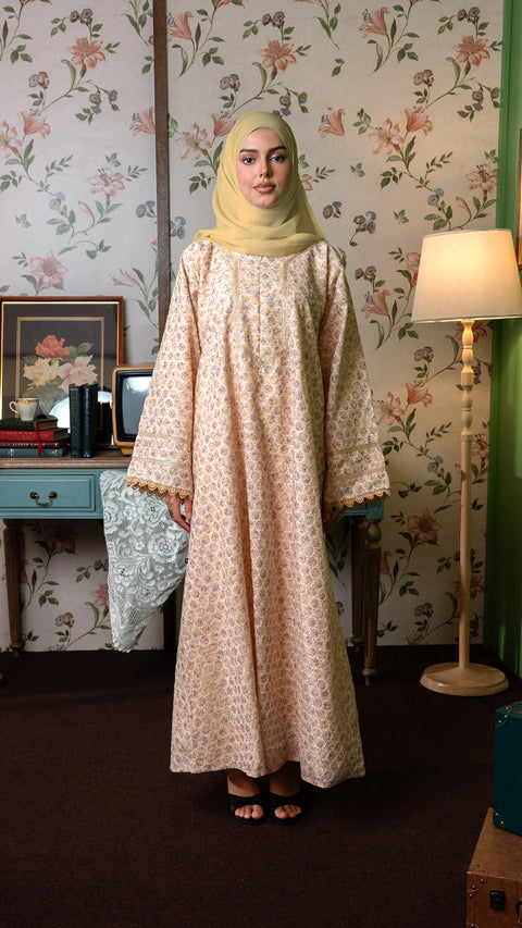 Cotton Hadim Light Yellow Abaya