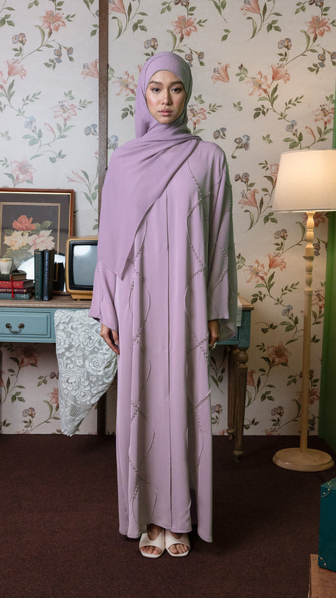 Korean Nidha Haurin Dusty Purple Abaya