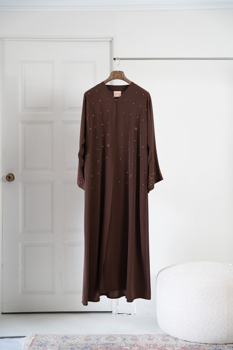 Korean Nidha Huwaiza Brown Abaya