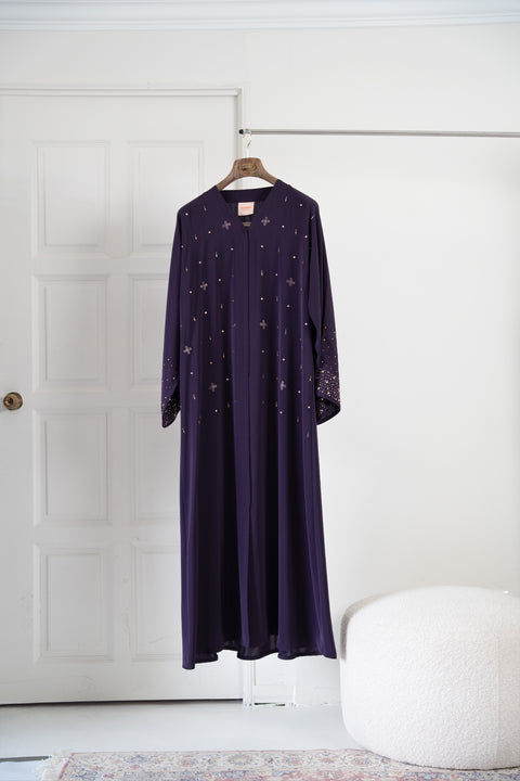 Korean Nidha Huwaiza Dark Purple Abaya