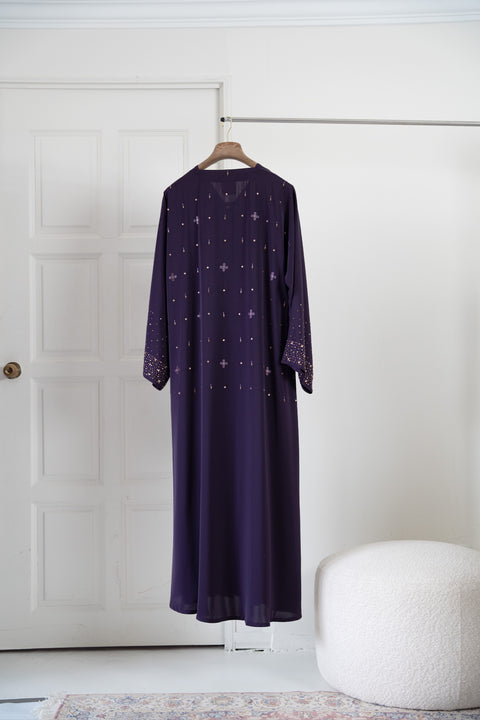 Korean Nidha Huwaiza Dark Purple Abaya