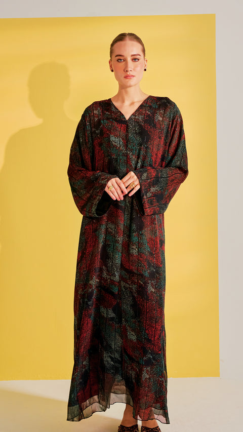 Chiffon Hamah Brick Brown Abaya