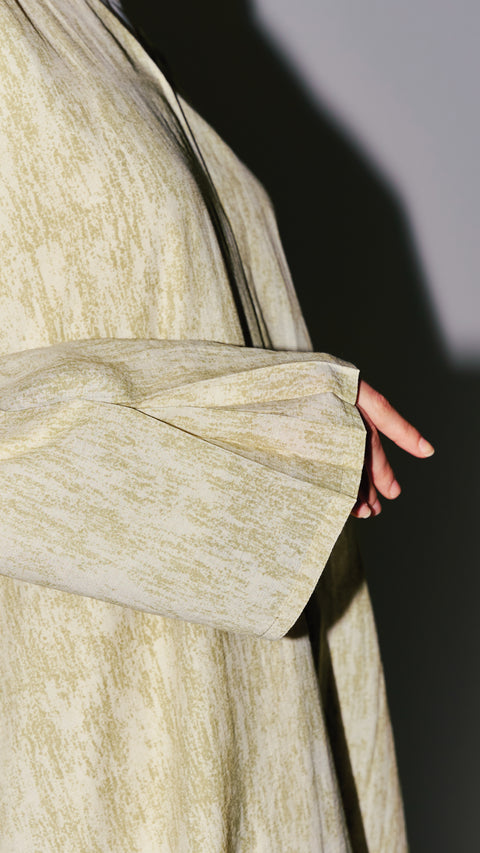 Pure Linen Kalba Lime Green Abaya