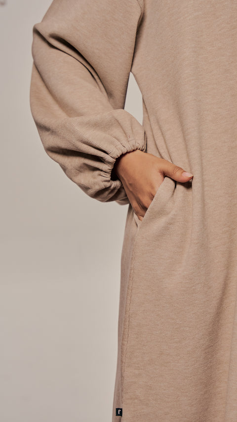 Knitted Cotton Jersey Karkin Beige Dress