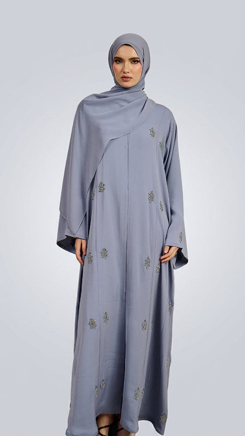 Korean Nidha Khaznah Dusty Blue Abaya