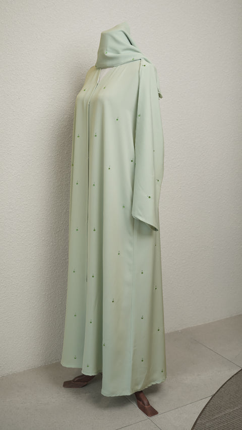 Korean Nidha Lilanur Pastel Green Abaya
