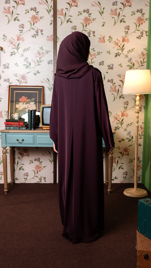 Korean Nidha Mamzar Burgundy Abaya