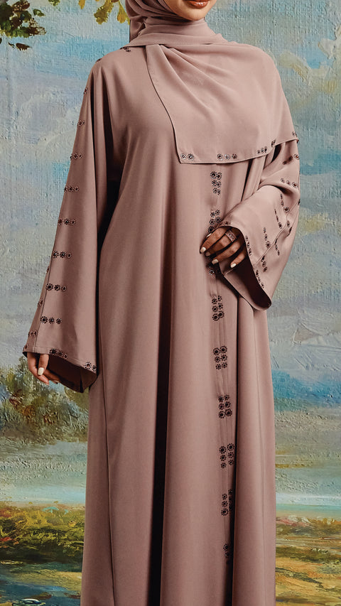 Korean Nidha Mahnoor Pink Mauve Abaya