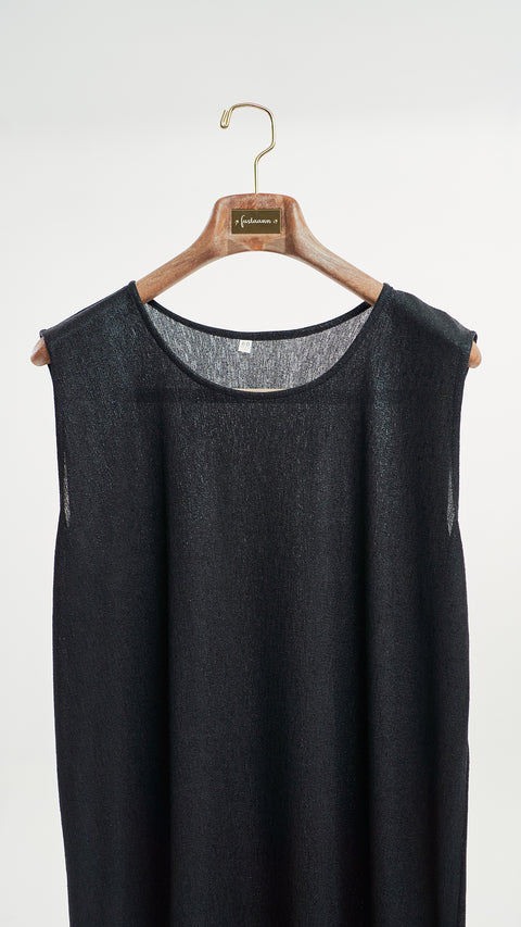 Lurex Jersey Nour Black Sleeveless Dress