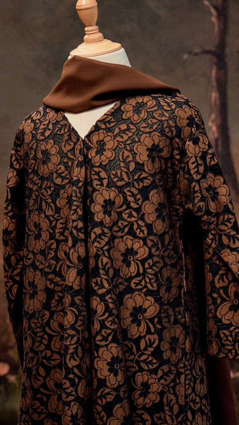 Lace Najaf Mini Golden Brown Abaya