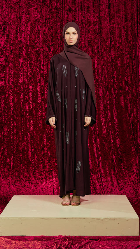 Korean Zoom Nurabad Dark Purple Abaya
