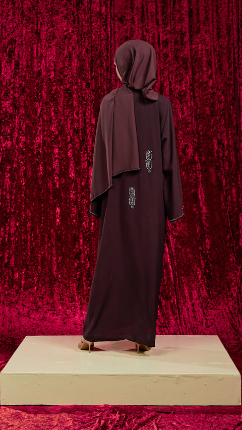 Korean Zoom Nurabad Dark Purple Abaya