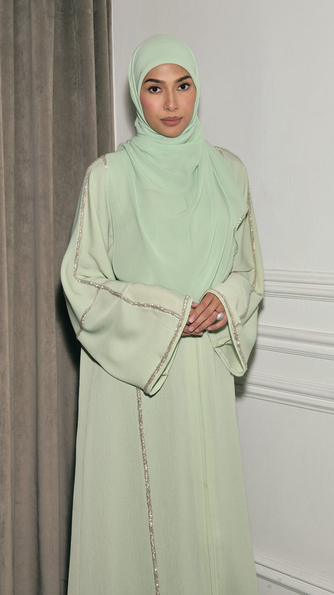 Korean Zoom Preda Mint Green Abaya