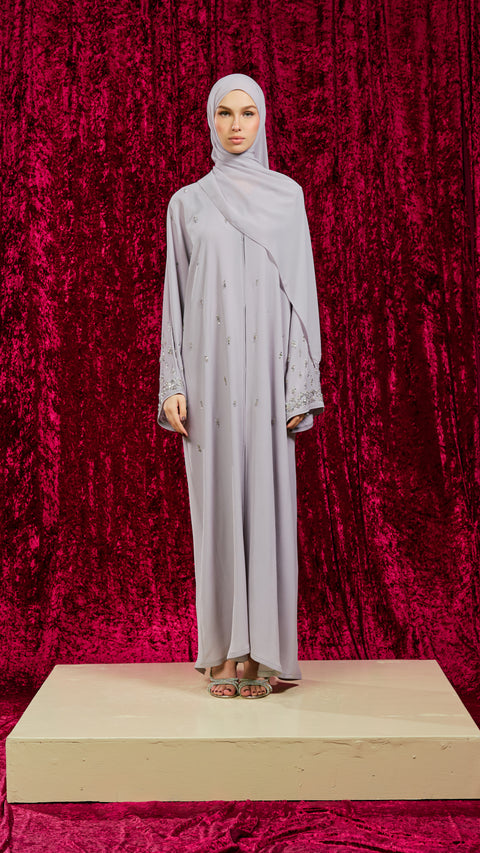 Korean Zoom Qamishli Grey Abaya
