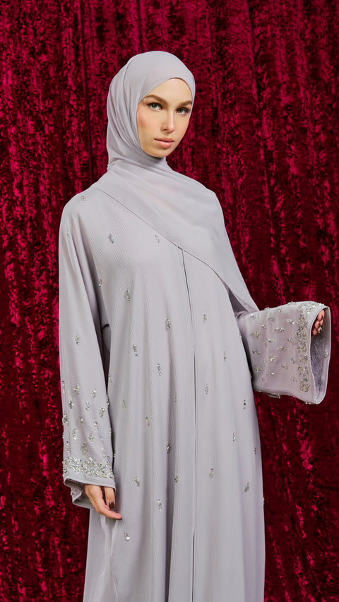 Korean Zoom Qamishli Grey Abaya